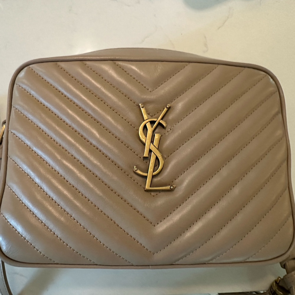 Yves Saint Laurent Taupe Quilted Crossbody Bag